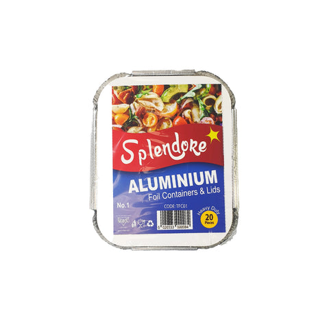 SPLENDORE ALUMINIUM FOIL CONTAINERS + LIDS NO.1 (TFC01)PACK OF 20