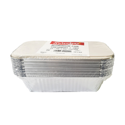 SPLENDORE FOIL CONTAINER WITH LIDS NO. 6A 1/2 PORTION (TFC03) PACK OF 20