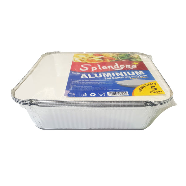 ALUMINIUM FOIL CONTAINERS + LIDS NO.10 (MFC11) PACK OF 5